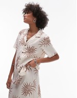 seafarer beach co-ord in white and brown