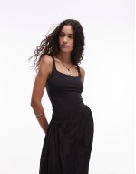 sculpt square neck bodysuit in black