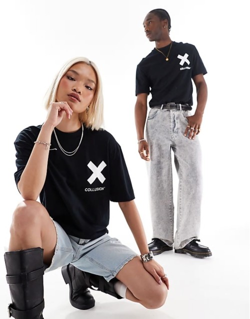 Unisex logo cotton t-shirt in black