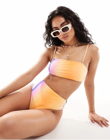 ombre bralette bikini top and high waisted bikini bottom co-ord in blazin