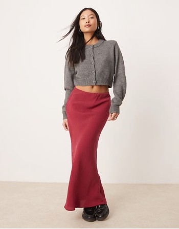 petite bias maxi skirt in red