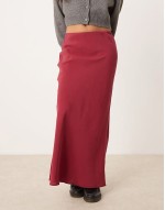 petite bias maxi skirt in red