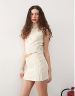 cable knit mini skirt co-ord in ecru