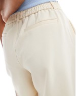 tailored elasticated back shorts in cream