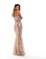 tonal sequin square neck cami maxi dress in gold