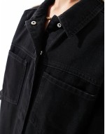 denim maxi shirt dress in washed black
