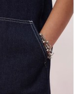 mini denim pinafore dress in indigo wash