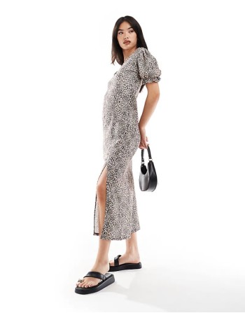 maxi tea dress in leopard print