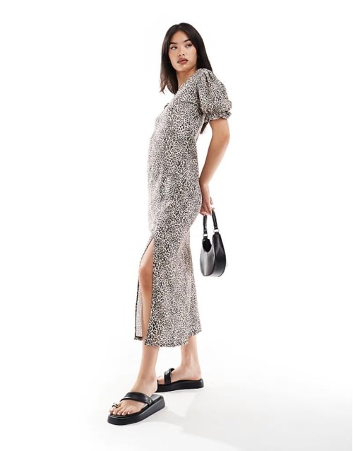 maxi tea dress in leopard print