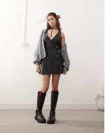 faux leather pinny dress