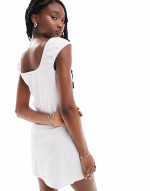 clean aline mini dress with cap sve in ivory