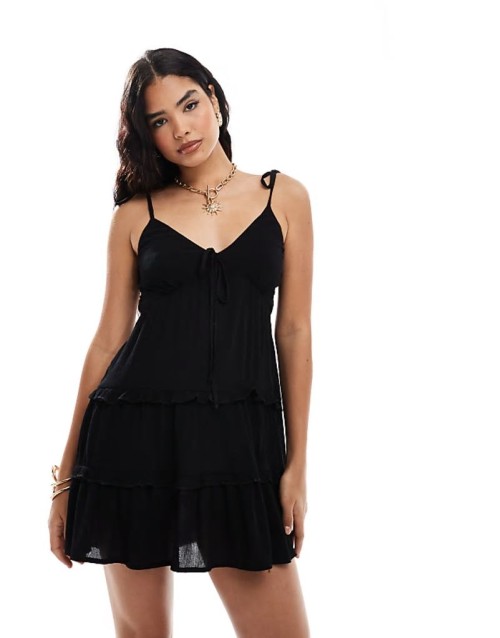 cheesecloth tiered mini sundress in black