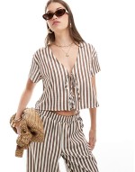 poplin tie co-ord in brown stripe