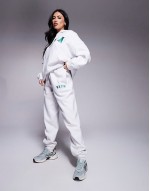 sport hoodie and joggers co-ord in green and grey