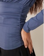 asymmetric slouchy one shoulder top in navy