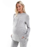 Mamalicious Maternity cuffed jersey jogger and hooded top co-ord in light grey melange