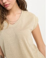 v neck t-shirt in gold metallic